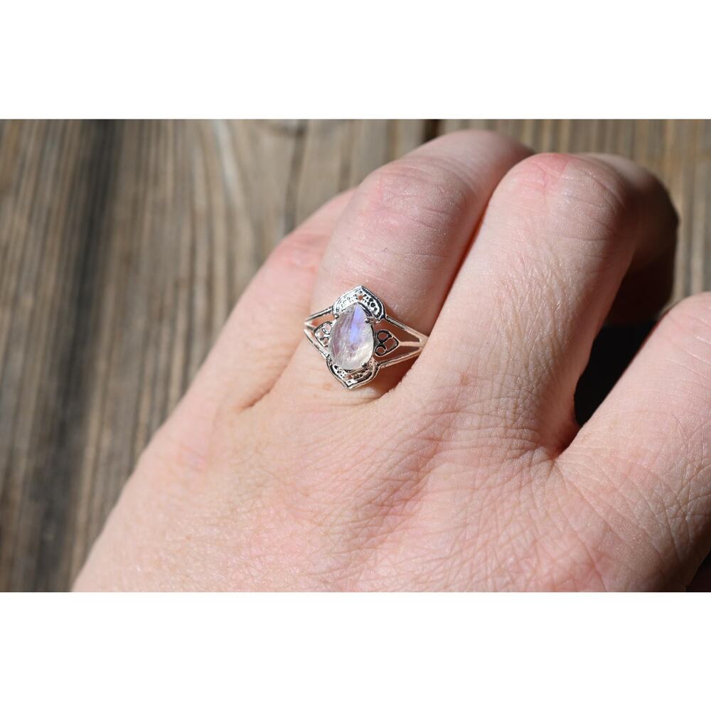 Engagement ring Moonstone sterling silver ring American made